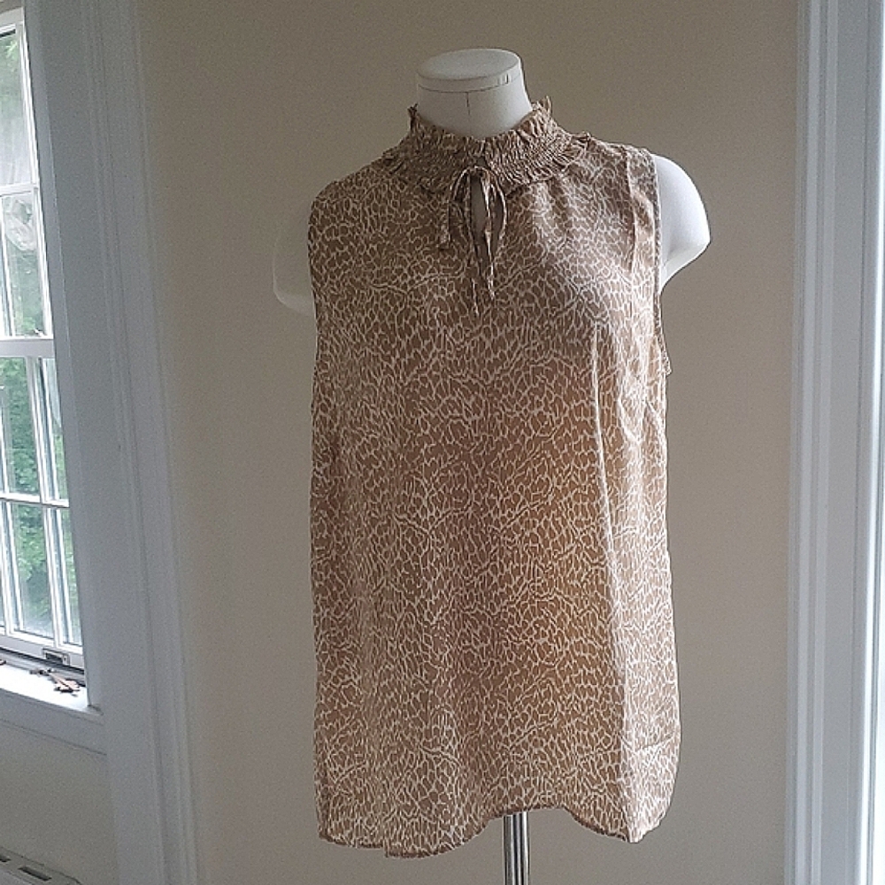 Talbots Tan Animal Print Blouse NWT